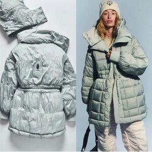Free people like a dream long reversible puffer  Jacket NWT XS sage green